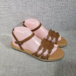 Ugg Larisa Women's Size US 9 Brown Leather Jute Braid Sandals 1014950